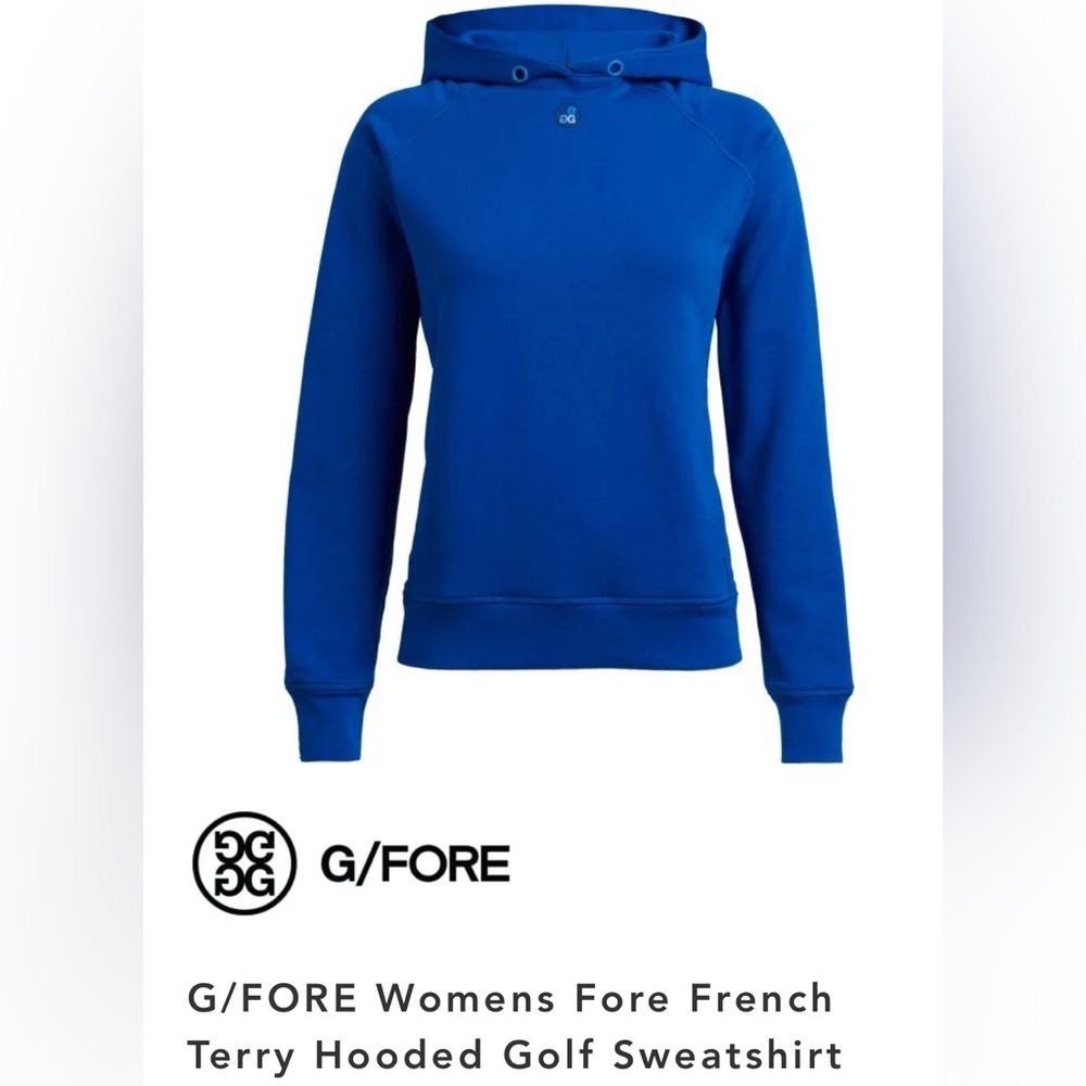 G/FORE Women's Fore French Terry Hooded Sweatshirt-Vibrant Blue-Size XS NWT - Picture 2 of 7